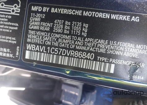 2013 BMW X1 xDrive28I from USA, damaged, VIN WBAVL1C57DVR86840